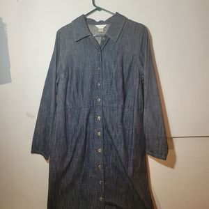 Long C J Banks Denim button Front Long Sleeve shirt dress size 14W